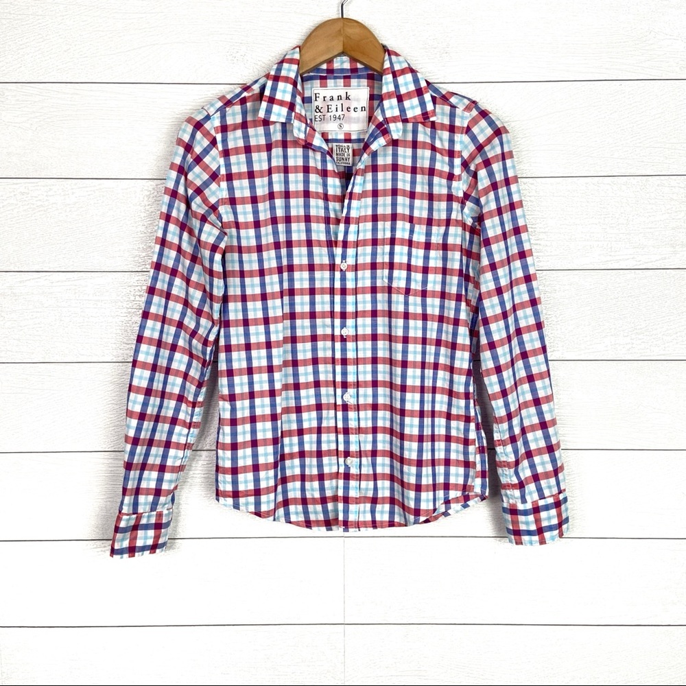 Frank & Eileen Barry Check Button Up Shirt Red Blue